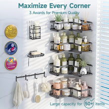 Load image into Gallery viewer, Veken Large Capacity Corner Shower Caddy 7-Pack, Advanced Rustproof Design, Black