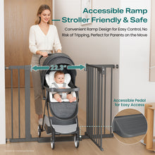 Load image into Gallery viewer, Cumbor 30-46" Baby Gate for Stairs, Auto-Close Dog Gate Indoor Cool Gray Easy Install Pressure Mounted Pet Gates for Doorways, Dual Lock Safety Proofing for Babies &amp; Pets, Mom's Choice Awards Winner