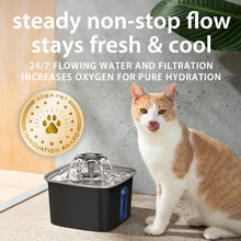 Load image into Gallery viewer, Veken Innovation Award Winner Stainless Steel Cat Water Fountain, 108oz/3.2L Automatic Pet Fountain Dog Water Dispenser with Replacement Filters &amp; Silicone Mat for Cats, Dogs (Space Black)