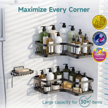 Load image into Gallery viewer, Veken Corner Shower Caddy 3-Pack, Advanced Rustproof Design&amp;Stable Storage, Black
