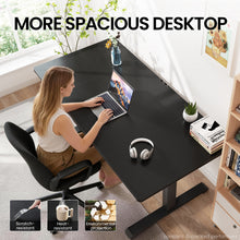 Load image into Gallery viewer, Veken 63" x 28" Super Large Standing Desk, Height Adjustable Electric Computer Desk, Sit to Stand Up, Modern Workstation for Home Office, Walking Pad, Writing, Gaming Bedroom Study, Black