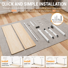 Load image into Gallery viewer, Veken 55 Inch Large Electric Standing Desk, Gaming Table, Nature | Height Adjustable Sit Stand Up Computer Tables for Home Office, Study , Writing, Suit students, employees and group work