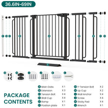 Load image into Gallery viewer, Cumbor Extra Wide Baby Gate, 36.6-69" Walk-Through Dog Gate Black