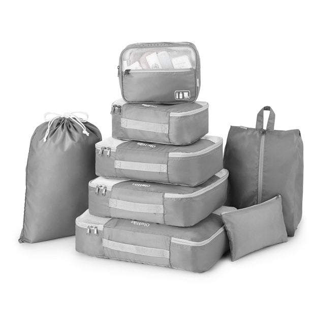 OlarHike 8 Set Packing Cubes, Travel Luggage Organizers ,Gray