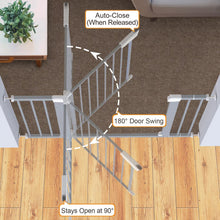 Load image into Gallery viewer, Cumbor 29.7-46" Baby Gate for Stairs, Gifts for Mom-Auto Close Dog Gate for The House, Easy Install Pressure Mounted Pet Gates for Doorways, Easy Walk Thru Wide Safety Gate for Dog, Gray