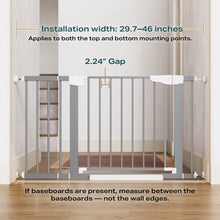 Load image into Gallery viewer, Cumbor 29.7-46" Baby Gate for Stairs, Gifts for Mom-Auto Close Dog Gate for The House, Easy Install Pressure Mounted Pet Gates for Doorways, Easy Walk Thru Wide Safety Gate for Dog, Gray