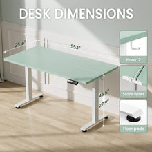 Load image into Gallery viewer, Veken 55 Inch Large Electric Standing Desk, Gaming Table, Green Height Adjustable Sit Stand Up Computer Tables for Home Office, Study , Writing, Suit students, employees and group work