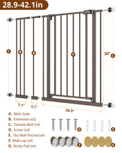 Load image into Gallery viewer, Baby Safety Gate,28.9-42.1&quot;Wide,30&quot; Tall Pressure Mounted,White