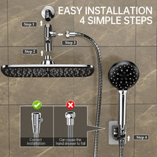 Load image into Gallery viewer, Ophanie 12 Inch High Pressure Rain Shower Head Combo - Wide Rainfall &amp; 5 Spray Handheld Showerhead, Dual Anti-Clog Nozzles for Ultimate Shower Experience