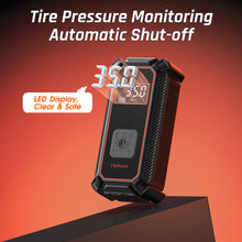 Load image into Gallery viewer, Ophanie Cordless Portable Tire Inflator - 160 Psi Digital Pressure Gauge, Air Compressor for Car Tires with Automatic Shutoff, Emergency LED Light, Compact Automotive Pump, Switchable Wired