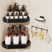 Load image into Gallery viewer, Veken Aluminum Corner Shower Caddy 4-Pack, Never Rust&amp;Large Capacity, Black