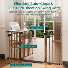 Load image into Gallery viewer, Cumbor 30-54" Extra Wide Baby Gate, Dual Lock &amp; Auto Close Dog Gate Brown Easy Install Pet Gate with 2-Way Opening and One-Hand Access; Extra Wide Walk-Through Access for Stairs, Doorways &amp; Kitchens