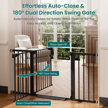 Load image into Gallery viewer, Cumbor 30-54" Extra Wide Baby Gate for Stairs &amp; Auto Close Dog Gate Black Dual Lock Easy Install Pet Gate for Doorways, Hallways &amp; Kitchen, Pressure Mounted, Easy Walk Thru Safety Proofing