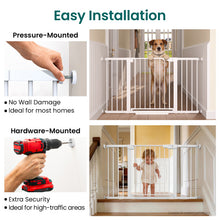Load image into Gallery viewer, Cumbor 30-54" Extra Wide Baby Gate for Stairs, Auto Close Dog Gate White Dual Lock Pet Gate Indoor, Easy Install Safety Gate for Doorways, Hallway &amp; Kitchen, Easy Walk Thru Proofing for Babies &amp; Pet
