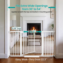 Load image into Gallery viewer, Cumbor 30-54" Extra Wide Baby Gate for Stairs, Auto Close Dog Gate White Dual Lock Pet Gate Indoor, Easy Install Safety Gate for Doorways, Hallway &amp; Kitchen, Easy Walk Thru Proofing for Babies &amp; Pet