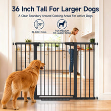Load image into Gallery viewer, Cumbor 36" Extra Tall Dog Gate for Large Dogs, 30-54" Wide Pet Gate Auto-Close &amp; Dual-Lock Safety Gate, No-Drill Setup, Walk-Through Access for Doorways, Hallways &amp; Large Openings, Black