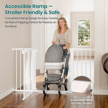 Load image into Gallery viewer, Cumbor 30-54" Extra Wide Baby Gate for Stairs, Auto Close Dog Gate White Dual Lock Pet Gate Indoor, Easy Install Safety Gate for Doorways, Hallway &amp; Kitchen, Easy Walk Thru Proofing for Babies &amp; Pet