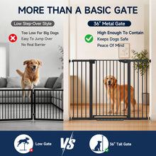 Load image into Gallery viewer, Cumbor 36" Extra Tall Dog Gate for Large Dogs, 30-54" Wide Pet Gate Auto-Close &amp; Dual-Lock Safety Gate, No-Drill Setup, Walk-Through Access for Doorways, Hallways &amp; Large Openings, Black