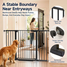 Load image into Gallery viewer, Cumbor 36" Extra Tall Dog Gate for Large Dogs, 30-54" Wide Pet Gate Auto-Close &amp; Dual-Lock Safety Gate, No-Drill Setup, Walk-Through Access for Doorways, Hallways &amp; Large Openings, Black