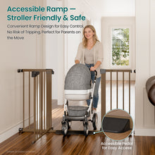 Load image into Gallery viewer, Cumbor 30-54" Extra Wide Baby Gate, Dual Lock &amp; Auto Close Dog Gate Brown Easy Install Pet Gate with 2-Way Opening and One-Hand Access; Extra Wide Walk-Through Access for Stairs, Doorways &amp; Kitchens
