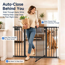 Load image into Gallery viewer, Cumbor 36" Extra Tall Dog Gate for Large Dogs, 30-54" Wide Pet Gate Auto-Close &amp; Dual-Lock Safety Gate, No-Drill Setup, Walk-Through Access for Doorways, Hallways &amp; Large Openings, Black