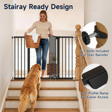 Load image into Gallery viewer, Cumbor 36" Extra Tall Dog Gate for Large Dogs, 30-54" Wide Pet Gate Auto-Close &amp; Dual-Lock Safety Gate, No-Drill Setup, Walk-Through Access for Doorways, Hallways &amp; Large Openings, Black