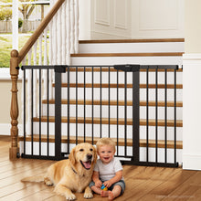 Load image into Gallery viewer, Cumbor 30-54" Extra Wide Baby Gate for Stairs &amp; Auto Close Dog Gate Black Dual Lock Easy Install Pet Gate for Doorways, Hallways &amp; Kitchen, Pressure Mounted, Easy Walk Thru Safety Proofing