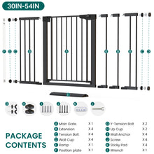 Load image into Gallery viewer, Cumbor 36" Extra Tall Dog Gate for Large Dogs, 30-54" Wide Pet Gate Auto-Close &amp; Dual-Lock Safety Gate, No-Drill Setup, Walk-Through Access for Doorways, Hallways &amp; Large Openings, Black