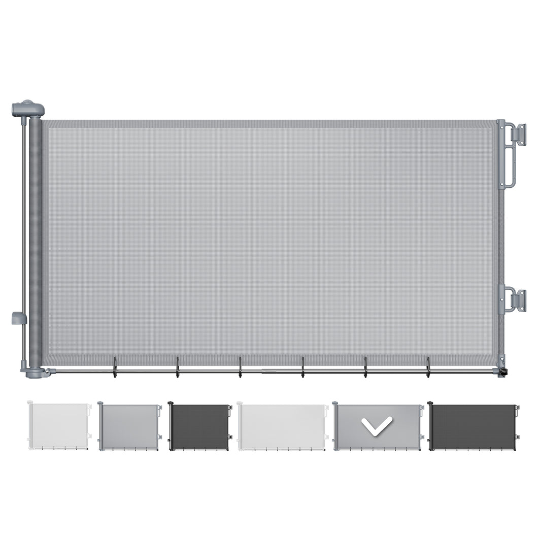 Cumbor Retractable Safety Gate Gray 55in Wide Baby Safety Gate Mesh Pe ...