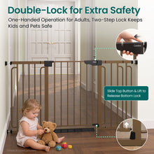 Load image into Gallery viewer, Cumbor 30.4-56.8" Extra Wide Baby Gate, Auto Close Dual Lock Dog Gate Brown
