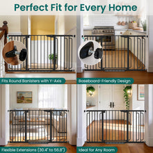 Load image into Gallery viewer, Cumbor 30.4-56.8" Extra Wide Baby Gate, Auto Close Dual Lock Dog Gate Black