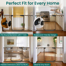 Load image into Gallery viewer, Cumbor 30.4-56.8" Extra Wide Baby Gate, Auto Close Dual Lock Dog Gate Brown