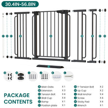Load image into Gallery viewer, Cumbor 30.4-56.8" Extra Wide Baby Gate, Auto Close Dual Lock Dog Gate Black