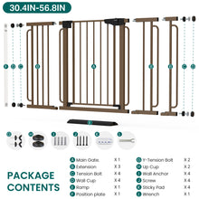 Load image into Gallery viewer, Cumbor 30.4-56.8" Extra Wide Baby Gate, Auto Close Dual Lock Dog Gate Brown