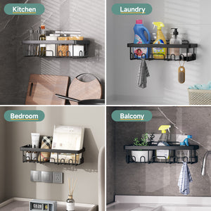 Ophanie Shower Caddy 5 Pack, Large Capacity Adhesive Bathroom Shower Organizer for Bathroom Storage, No Drilling, Rustproof Stainless Steel Shower Shelves, Black