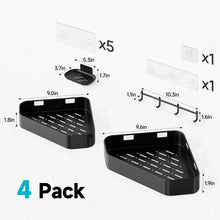 Load image into Gallery viewer, Veken Aluminum Corner Shower Caddy 4-Pack, Never Rust&amp;Large Capacity, Black
