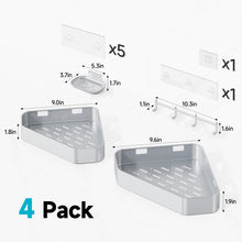 Load image into Gallery viewer, Veken Aluminum Corner Shower Caddy 4-Pack, Never Rust&amp;Large Capacity,Silver