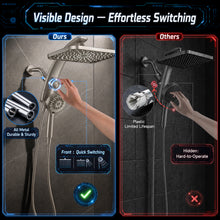 Load image into Gallery viewer, Veken 12" Rain Shower Head with Handheld,High Pressure Power Wash,Magnetic | Starlight,Dual Shower Heads Combo,8-Mode Hand Held Spray with Hose,Double Detachable Rainfall Showerhead,Bathroom Accessories