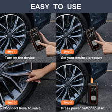 Load image into Gallery viewer, Ophanie Tire Inflator Portable Air Compressor, 9000mAh Battery Powered, 150PSI Dual Mode, Auto Air Pump for Car Tires, Motorcycle, Bicycle, Electric Pump with LED Light &amp; Digital Pressure Gauge