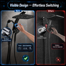 Load image into Gallery viewer, Veken 14" Luxurious Shower Head with Handheld,Full Body Coverage,Power Wash | Magnetic Hand Held,Best Dual Rain Shower Heads Combo,Large Rainfall,Double Detachable Showerhead,Ducha Para Baño,Matte Black