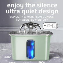 Load image into Gallery viewer, Veken Innovation Award Winner Stainless Steel Cat Water Fountain, 108oz/3.2L Automatic Pet Fountain Dog Water Dispenser with Replacement Filters &amp; Silicone Mat for Cats, Dogs (Tea Green)
