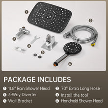 Load image into Gallery viewer, Ophanie 12 Inch High Pressure Rain Shower Head Combo - Wide Rainfall &amp; 5 Spray Handheld Showerhead, Dual Anti-Clog Nozzles for Ultimate Shower Experience