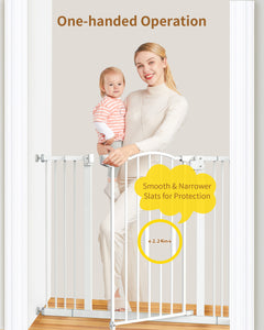 InnoTruth 29-39.6" Baby Gate for Pets, Auto Close Both Sides Dog Gate with One-Hand Opening, 30" Tall Safety Gates for Stairs, Hallways, Bedrooms, Wall Pressure Mount No Drill, White