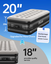 Load image into Gallery viewer, OhGeni 20" Twin Air Mattress with Built in Pump, Portable Blow up Mattress, 72Hr Leak-Proof Test Airbed for Guests &amp; Home, Ideal for Single Person, Better to Get up, 300LBS
