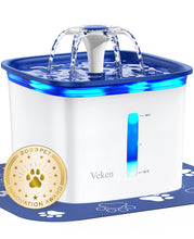 Load image into Gallery viewer, Veken Award Winner 95oz/2.8L Cat Water Fountain, BPA-Free Large-Capacity Dispenser with Replacement Filters for Indoor Dogs and Pets, Blue
