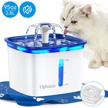 Load image into Gallery viewer, Ophanie 95oz/2.8L Pet Fountain, Cat Dog Water Fountain Dispenser with Smart Pump,Blue