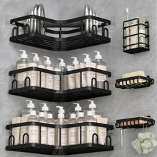 Load image into Gallery viewer, Veken Large Capacity Corner Shower Caddy 6-Pack, Advanced Rustproof Design, Black