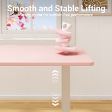Load image into Gallery viewer, Veken 55 Inch Large Electric Standing Desk, Gaming Table, Pink Height Adjustable Sit Stand Up Computer Tables for Home Office, Study , Writing, Suit students, employees and group work