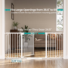Load image into Gallery viewer, Cumbor Extra Wide Baby Gate, 36.6-69" Walk-Through Dog Gate White