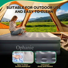Load image into Gallery viewer, Ophanie Queen Air Mattress 18in Puncture Resistant Air Beds with Built in Pump, Elevated Quick Inflation/Deflation Inflatable Beds for Camping, Indoor Colchon, Guests Air Bed, Drak Gray